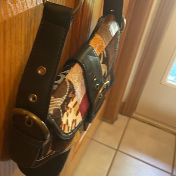 Coach authentic leather, suede and canvas bag length 12 x 2 x 6 handle leather - Picture 2 of 16